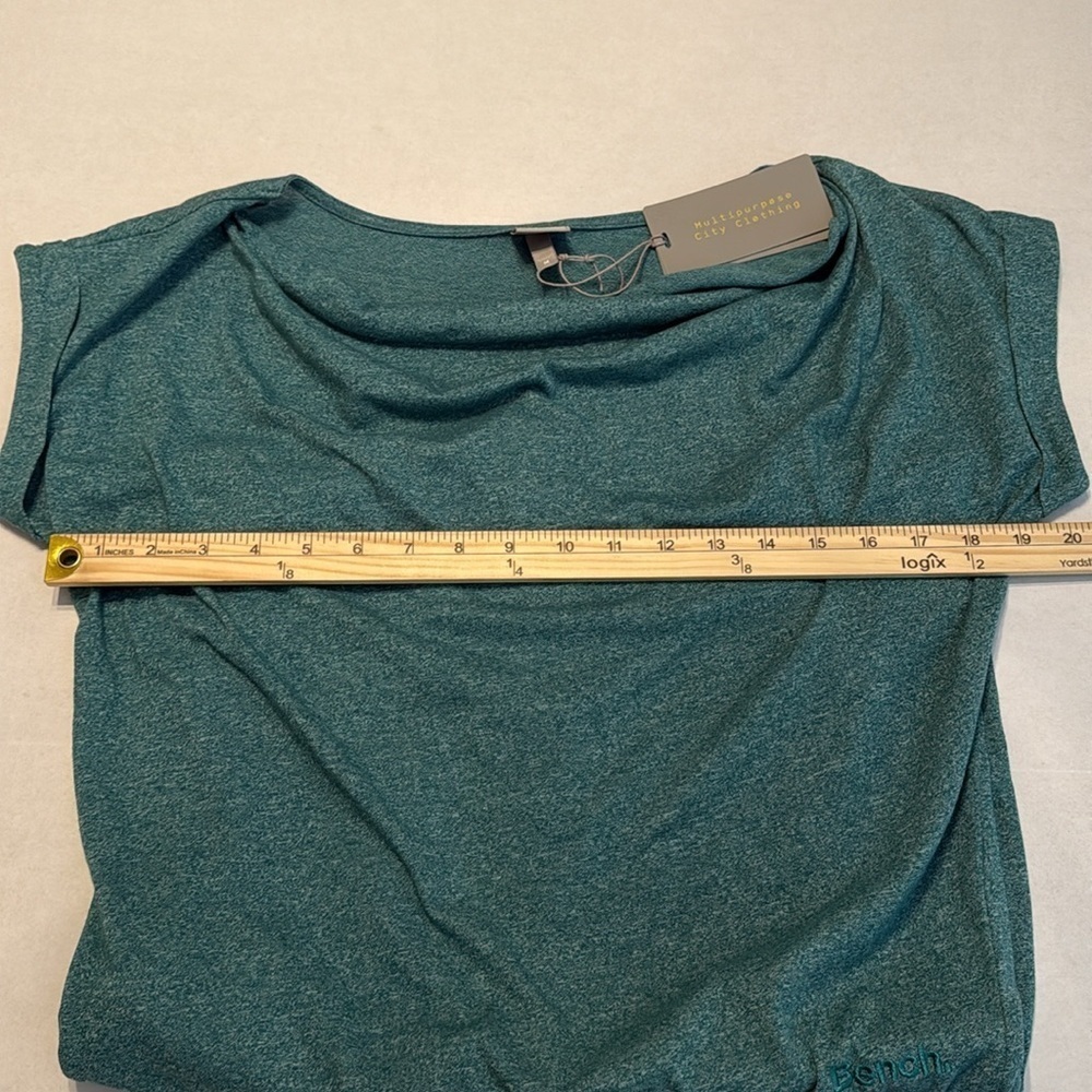 NWT Bench Teal Green Side-Tie Cowl Neck Short Sleeve Jersey Dress Size M - Picture 4 of 13